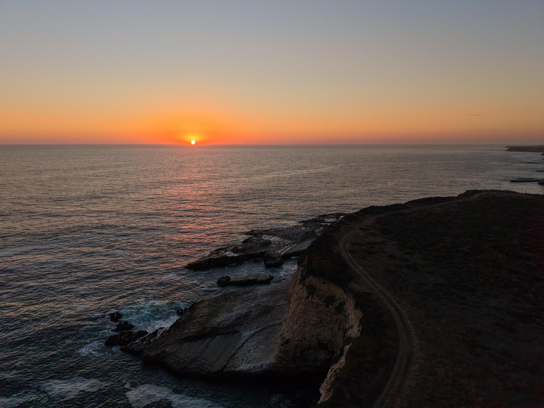 Sunset over the Pacific along the coastal bluffs